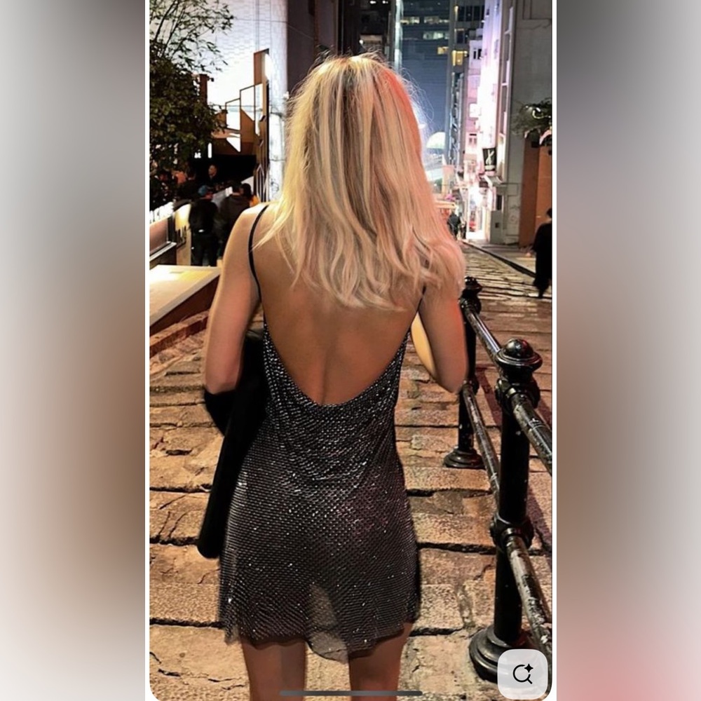 Zara Black Mini Dress with Silver Accents